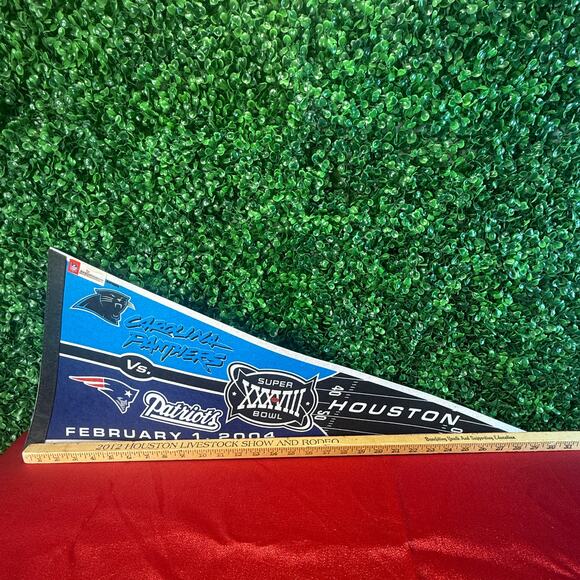 2004 Super Bowl XXXVIII New England Patriots' vs Panthers Pennant 2 Houston - Picture 2 of 11